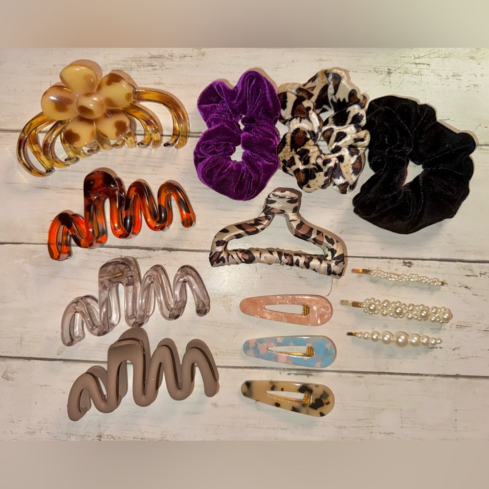 Hair Accessory Bundle | Claw Clips, Scrunchies & Pearls